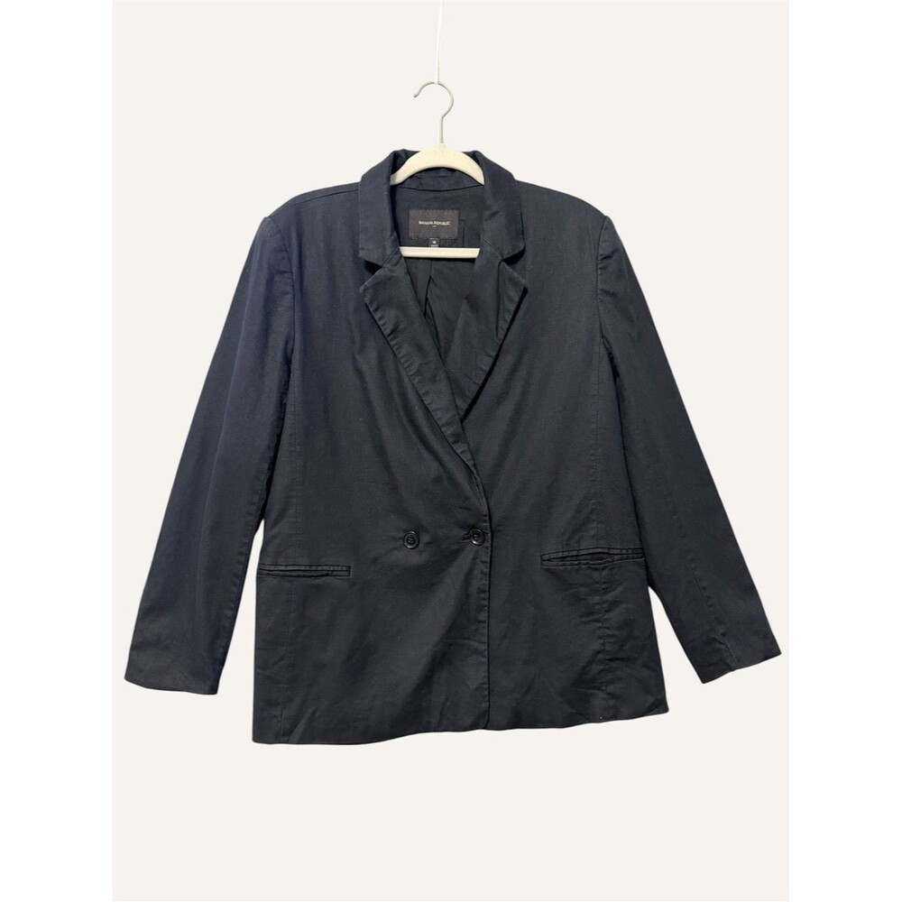 Banana Republic Linen/Cotton Blend Blazer Size 18 Black Notch Collar